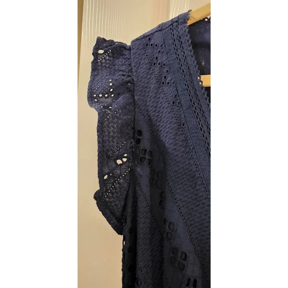 J Crew Navy Blueall Over Eyelet Wrap Dress Size 12